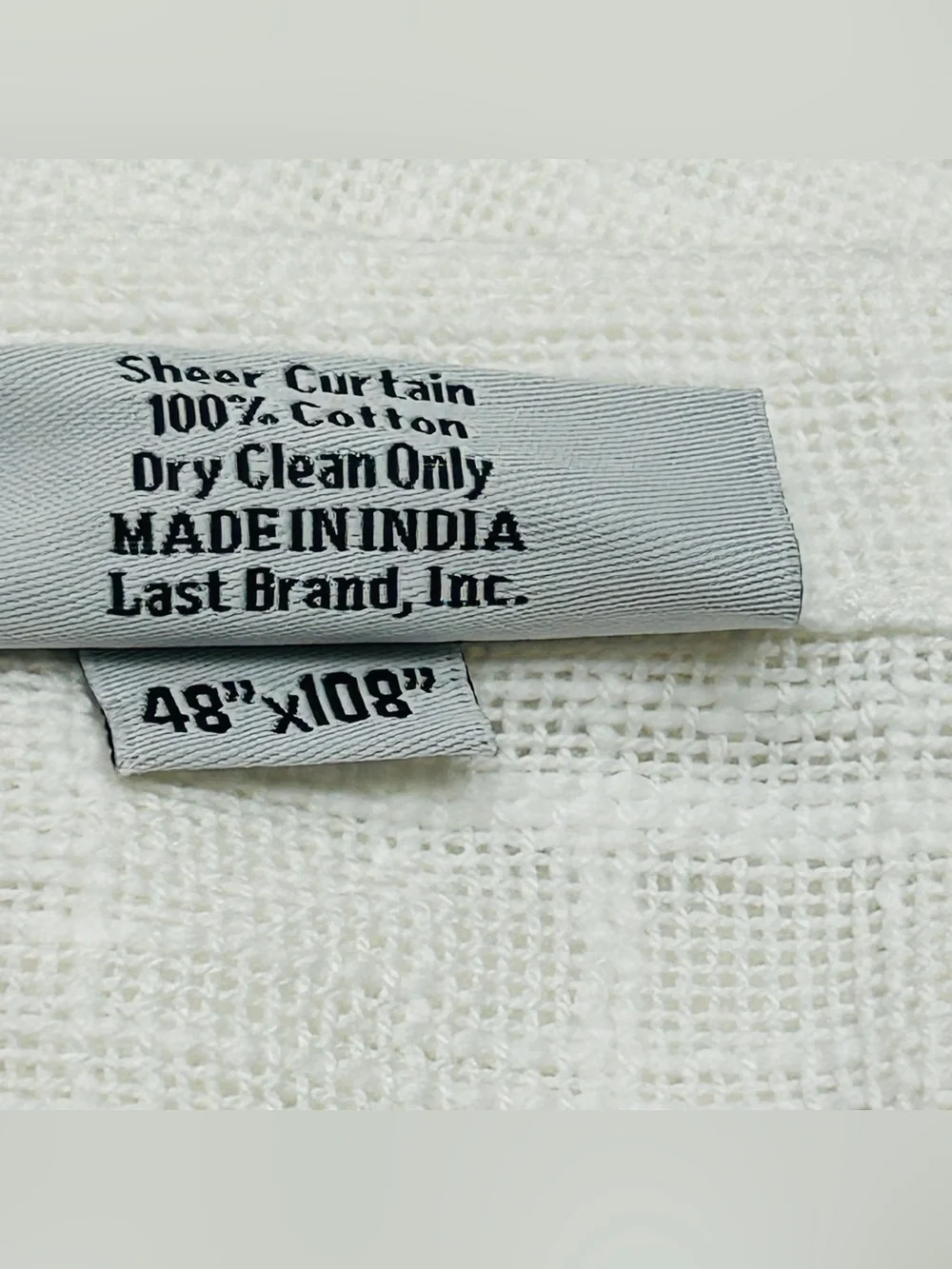 NWT QUINCE Set Of 2 48x108 Cotton Sheer Curtains White 9359